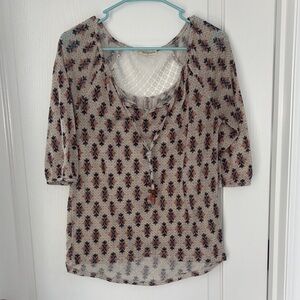 Women’s Printed Blouse with Mesh window